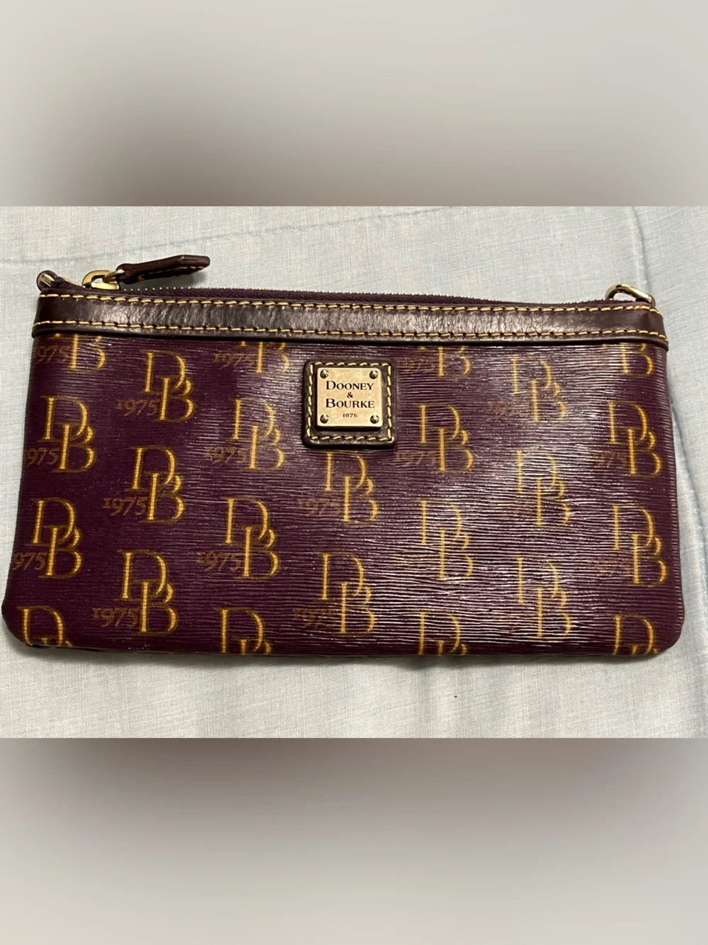 Dooney & Bourke Burgundy Logo Zip Wristlet!Wallet